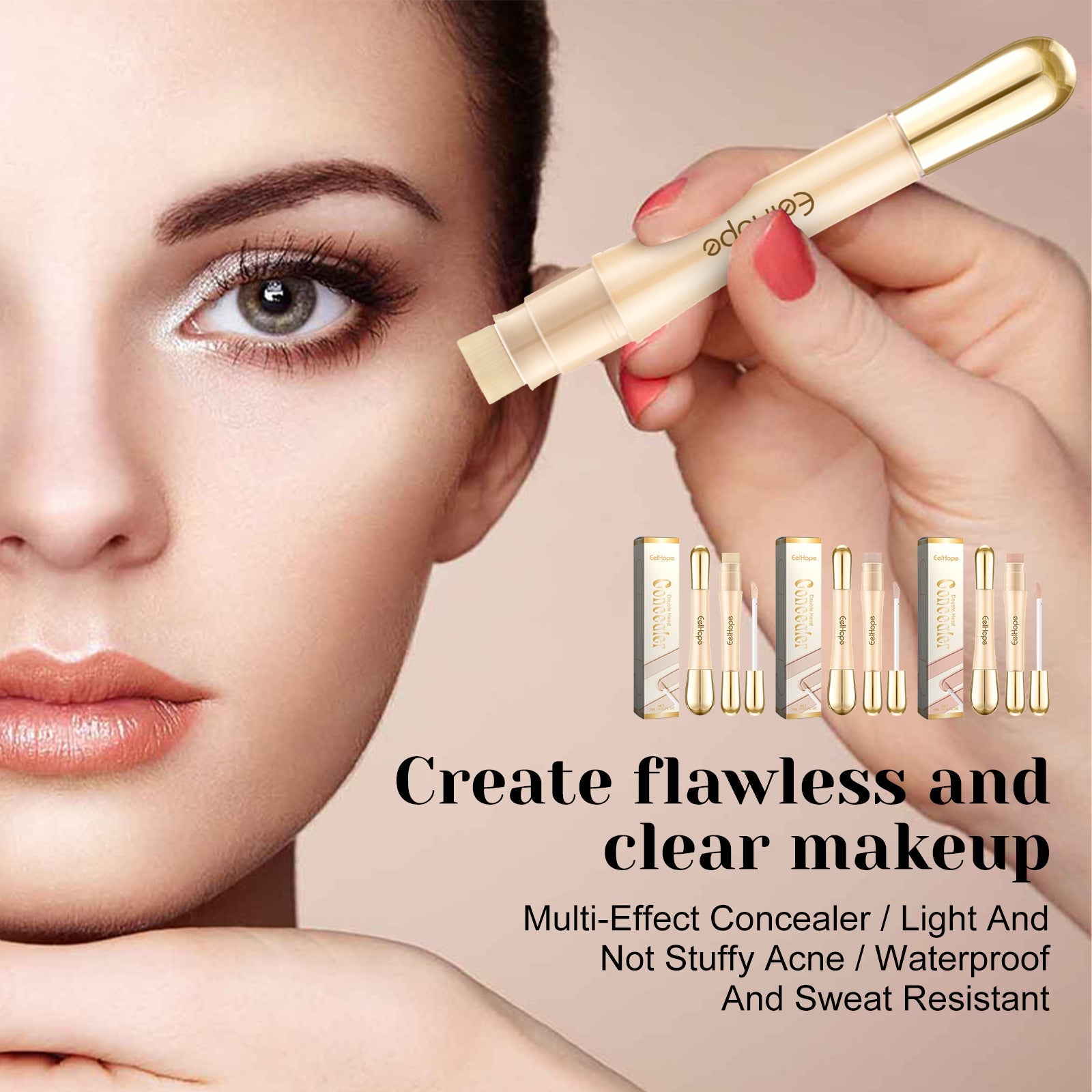 Double Head Concealer, Brightening And Waterproofing Concealer Stick - Korvel