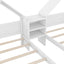 Double Twin Size Platform Bed with House Headboard and Nightstand, White