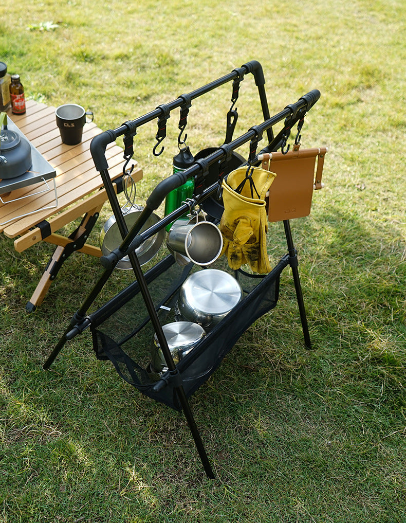 Outdoor camping folding shelf camping car drying rack drying net drying rack storage rack - Korvel