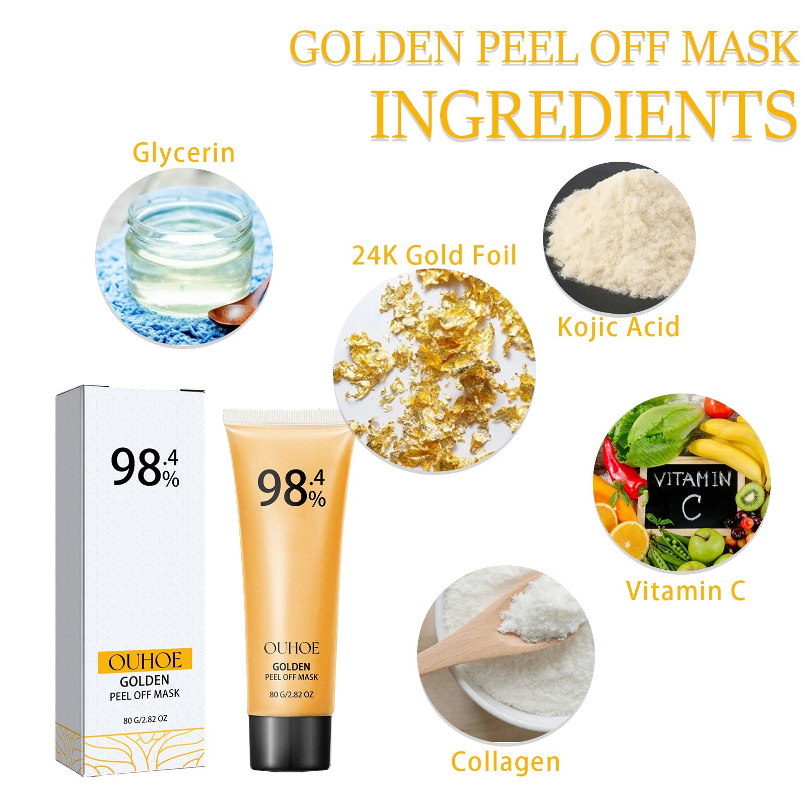 24k Gold Peel Mask Deeply Cleanses The Skin Of Blackheads, Pimples, Delicate Pores And Tighteners Skin Care - Korvel