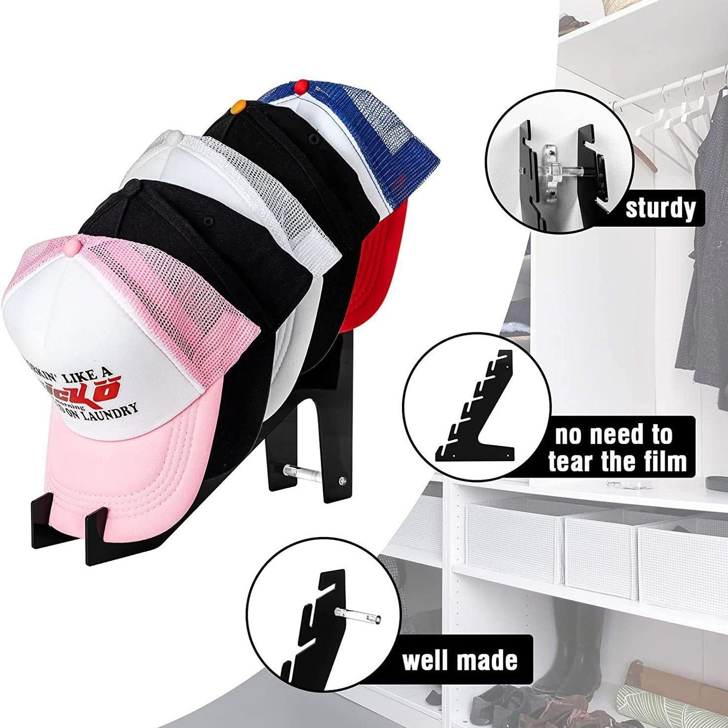 Hat Wall Hanging Rack Acrylic Duck Tongue Hat Storage Rack - Korvel