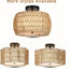 Applique de plafond semi-encastrée en rotin Boho