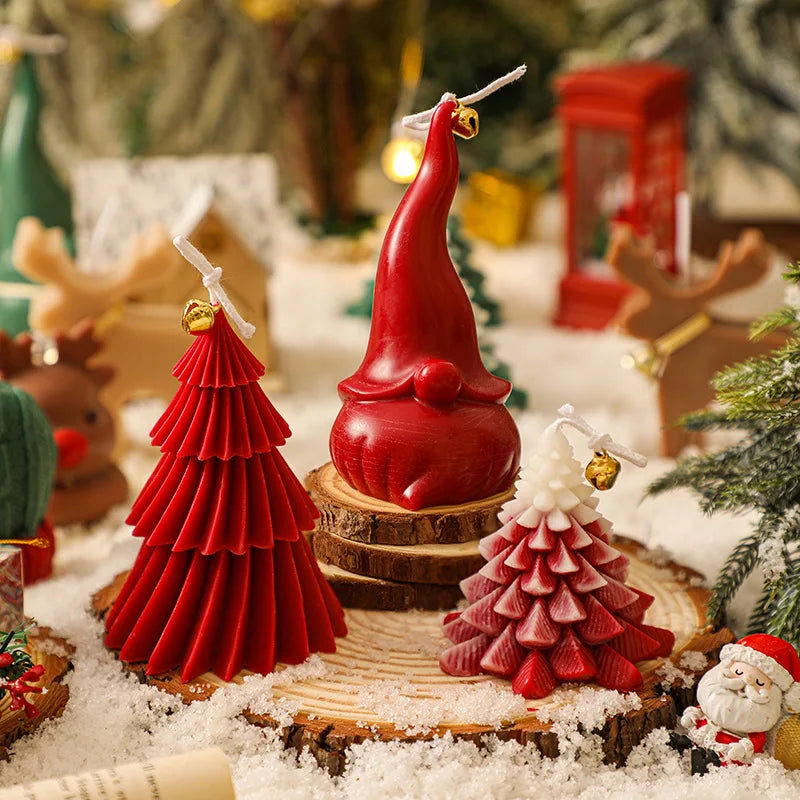 Cute Christmas Tree Candles Novelty Christmas Gifts Mini Wax Candle Red Green Scented Candles for Home Decor - Korvel