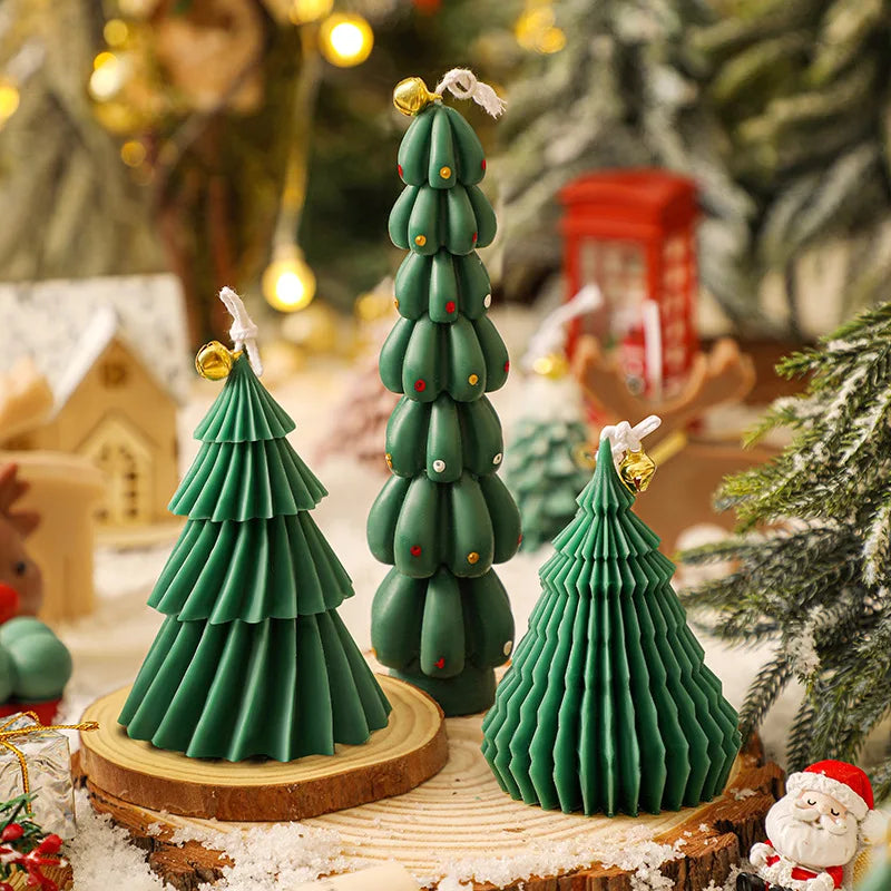Cute Christmas Tree Candles Novelty Christmas Gifts Mini Wax Candle Red Green Scented Candles for Home Decor - Korvel