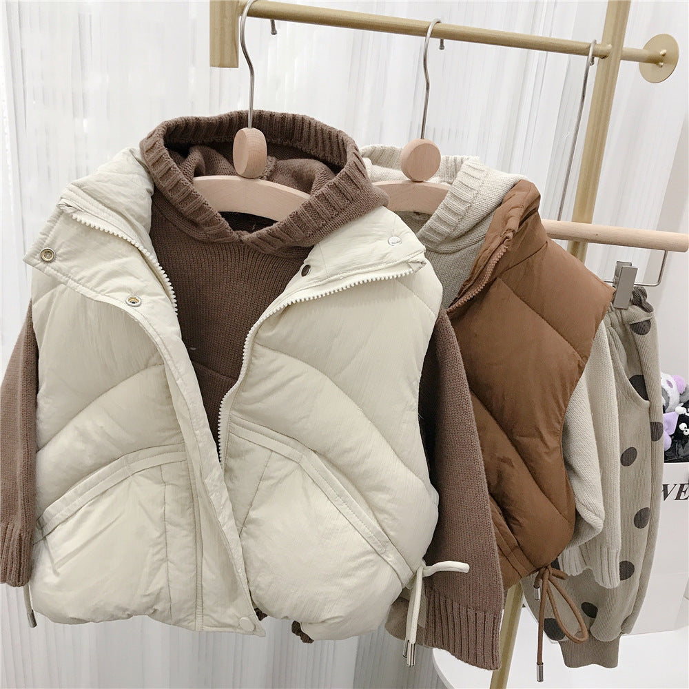 Children's standing collar cotton jacket vest winter loose vest for boys and girls camisole medium and small children's sweater - Korvel