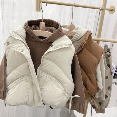 Children's standing collar cotton jacket vest winter loose vest for boys and girls camisole medium and small children's sweater - Korvel