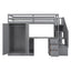 Cama loft tamaño twin con armario y almacenamiento en gris