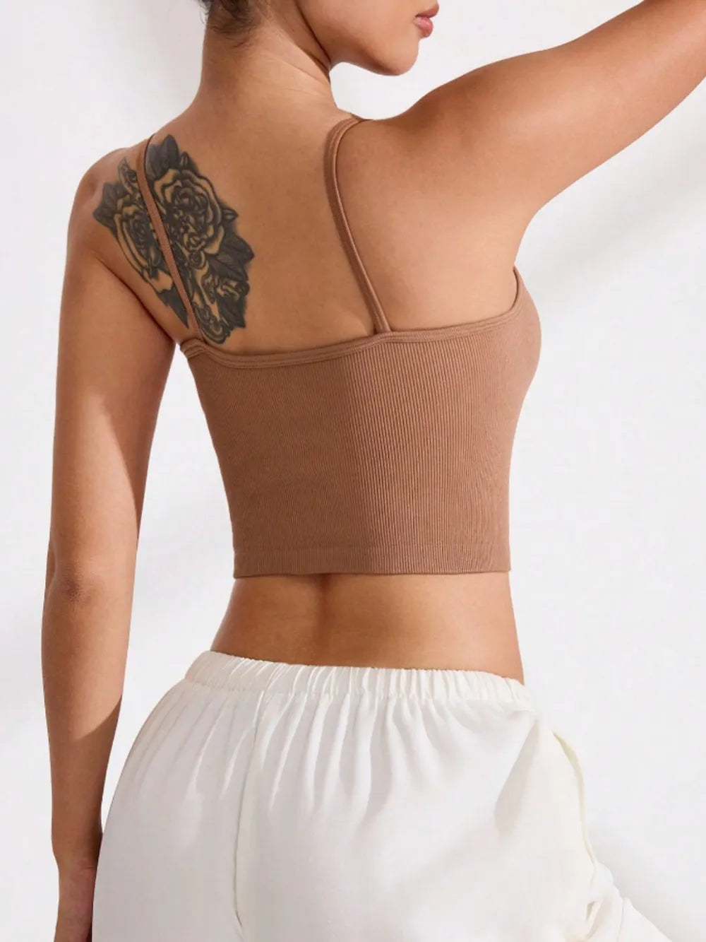 Ribbed Half Button Cropped Active Cami - Korvel