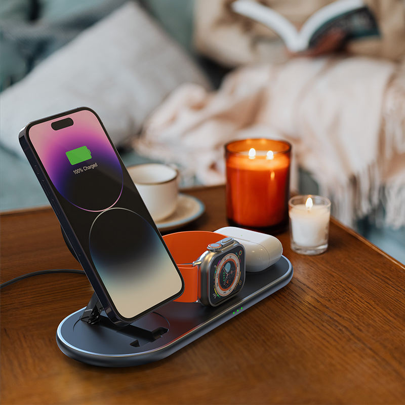 Foldable wireless convenient 3-in-1 magnetic wireless fast charging suitable for Apple 3-in-1 wireless charging - Korvel