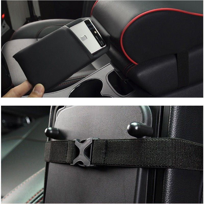 Leather Car Central Armrest Pad Black Auto Center Console Arm Rest Seat Box Mat Cushion Pillow Cover Vehicle Protective Styling - Korvel