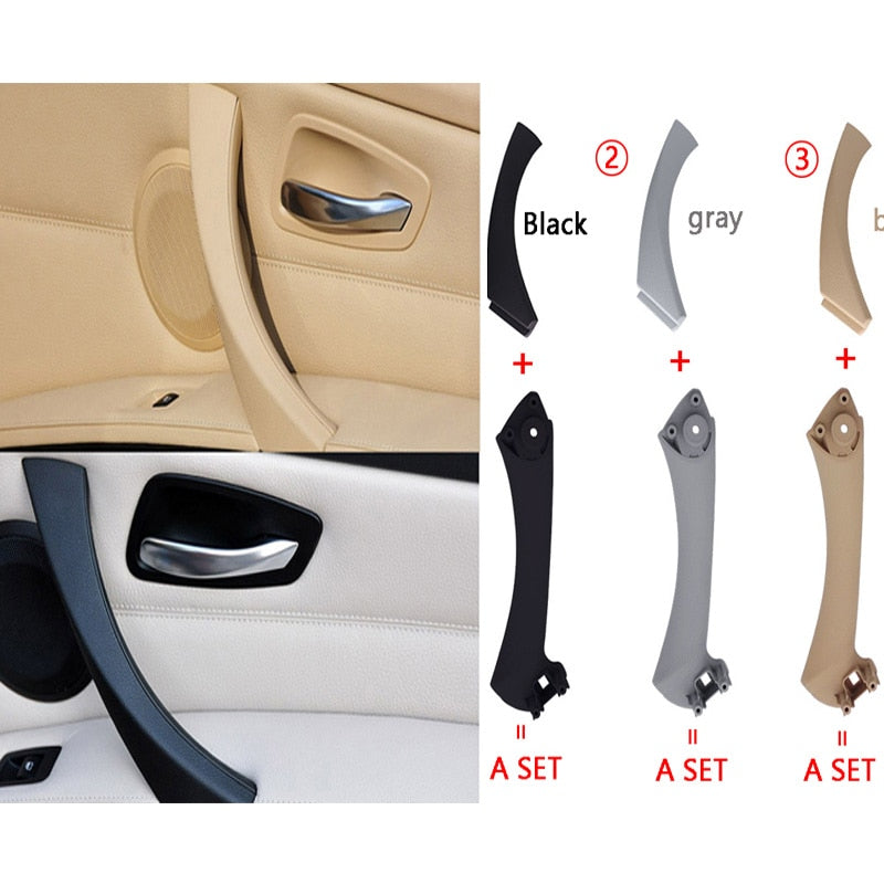 Car Inner Handle Interior Door Panel Pull Trim Cover Gray Beige Black left Right For BMW 3 series E90 E91 316 318 320 325 328 - Korvel