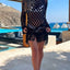 Fringe Cutout Long Sleeve Cover Up