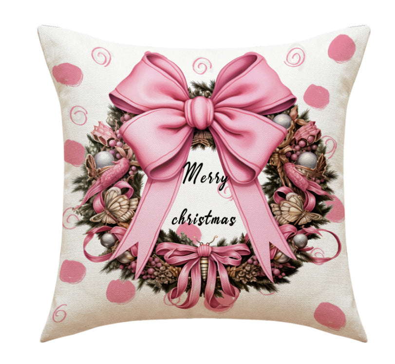 Christmas Pillow Cover - Santa Claus & Snowman Design