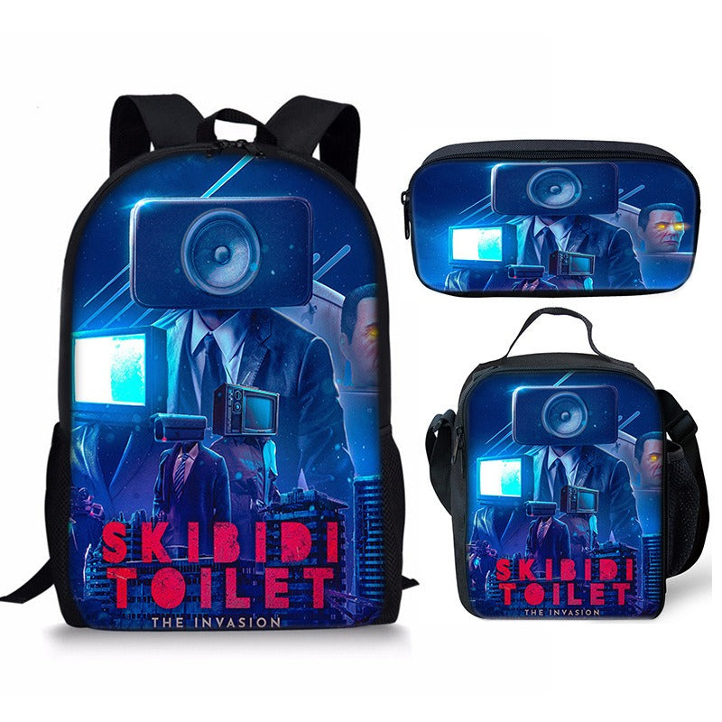 Conjunto de mochila Skibidi Toilet Man de 3 piezas para la escuela