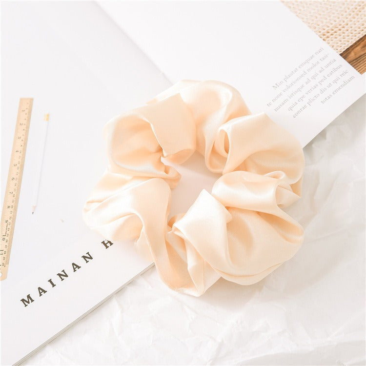 Women Silk Scrunchie Elastic Handmade Multicolor Hair Band Ponytail Holder Headband Hair Accessories 1PC Satin Silk Solid Colo - Korvel