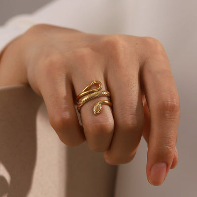 Retro style ring snake shaped ring women's ring fashionable temperament bracelet - Korvel