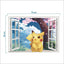 New 3D Pikachu Wall Sticker Pok é mon Wallpaper Self adhesive Cartoon Graffiti Anime Poster Children's Room PVC - Korvel