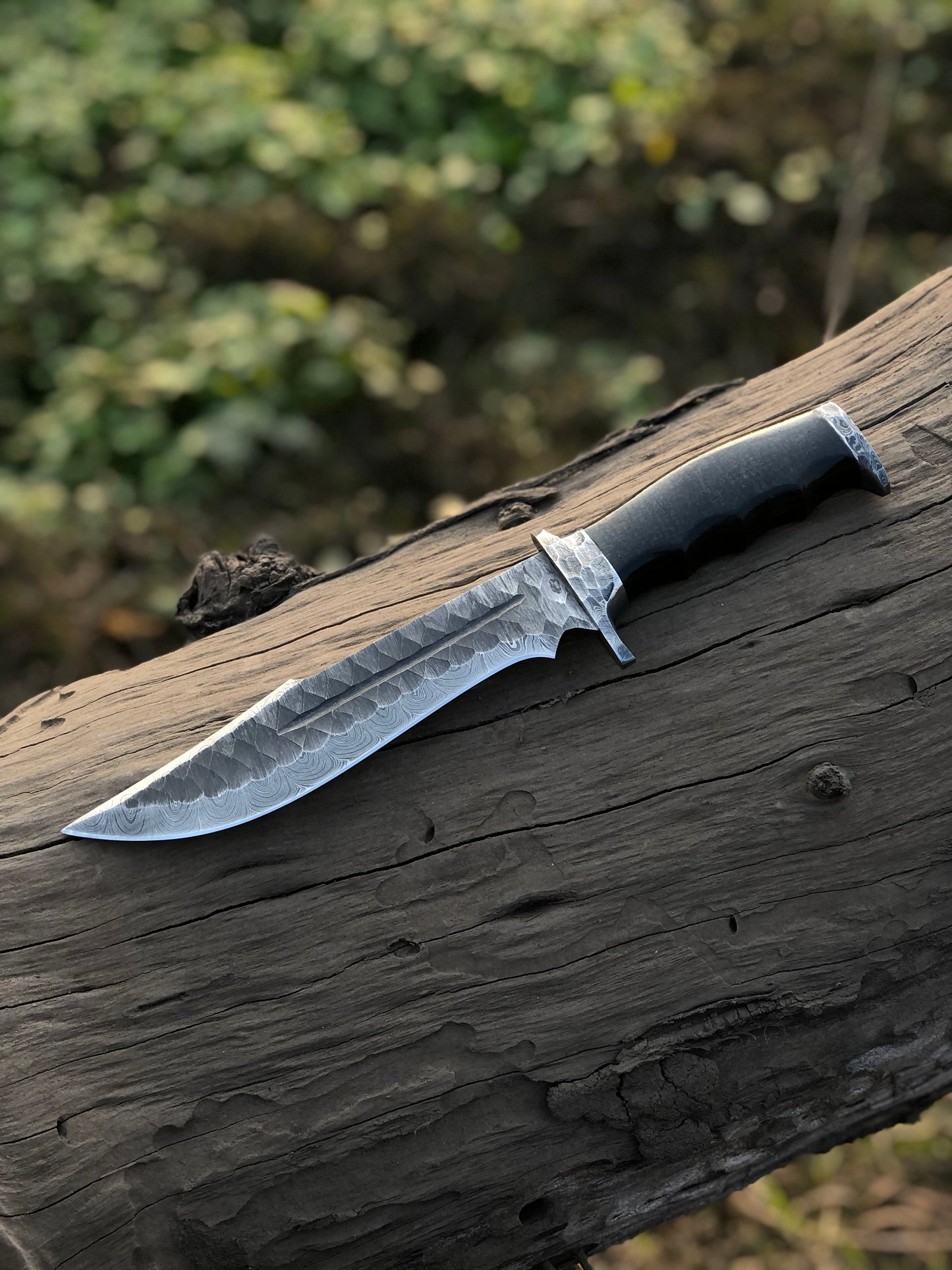 Premium 13" Handmade Bowie Knife – Damascus Steel Blade with Resin Horn Handle & Leather Sheath - Korvel
