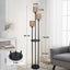 Boho Floor Lamp with Shelves 3-Lights Farmhouse Tall Floor Lamp with ON/OFF Foot Switch Rustic Standing Lamp with Rattan Shades - Korvel