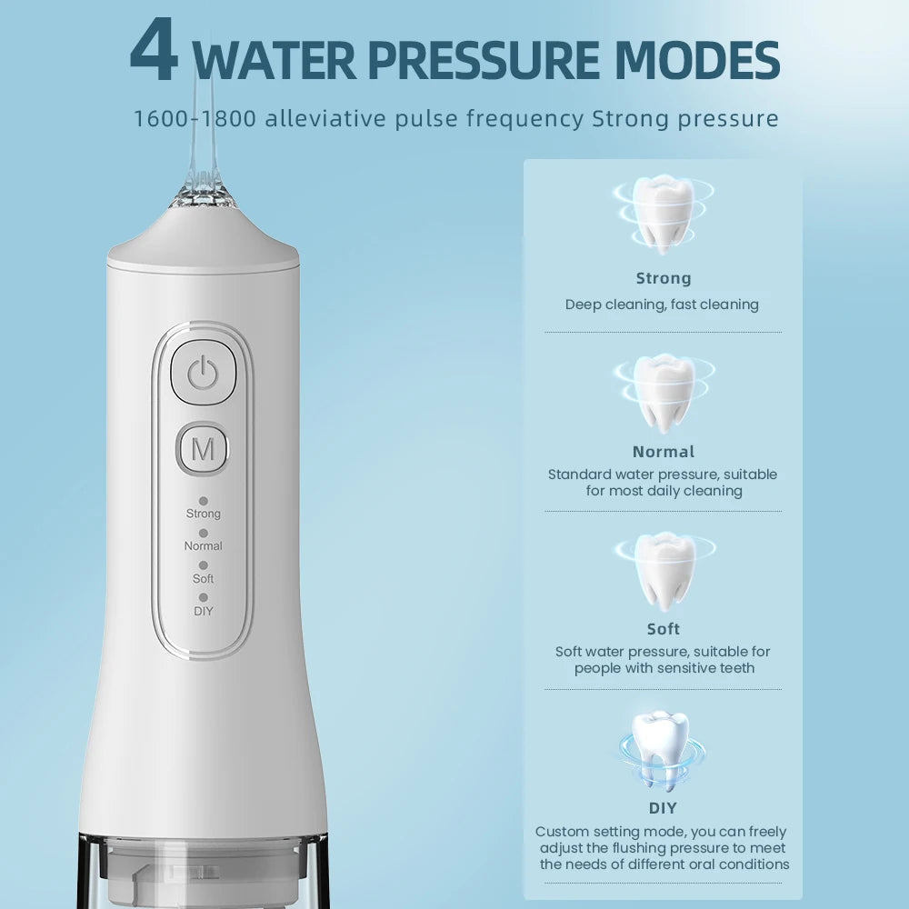 USB charging portable water flosser with four modes, 300ML water tank waterproof oral cleaner - Korvel