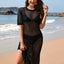 Slit Openwork Round Neck Cover-Up - Korvel