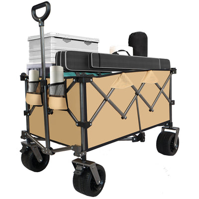 Collapsible Folding Wagon Push Pull Foldable Beach Wagon Cart - Korvel