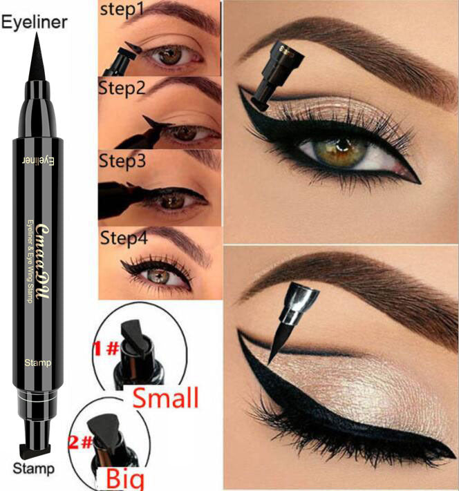 Seal Eyeliner Liquid Pen Quick-Drying Non Smudge Waterproof Eyeliner Double-Ended Eyeliner Beauty Makeup - Korvel