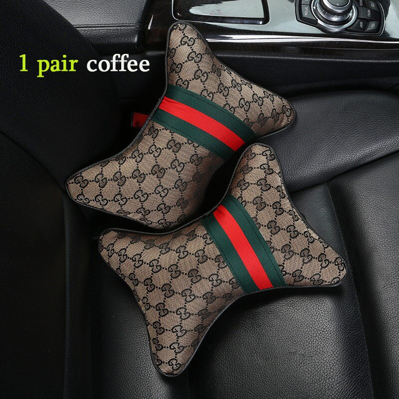 Luxury Linen Car Headrest Pillow - Unisex Neck Rest Cushion