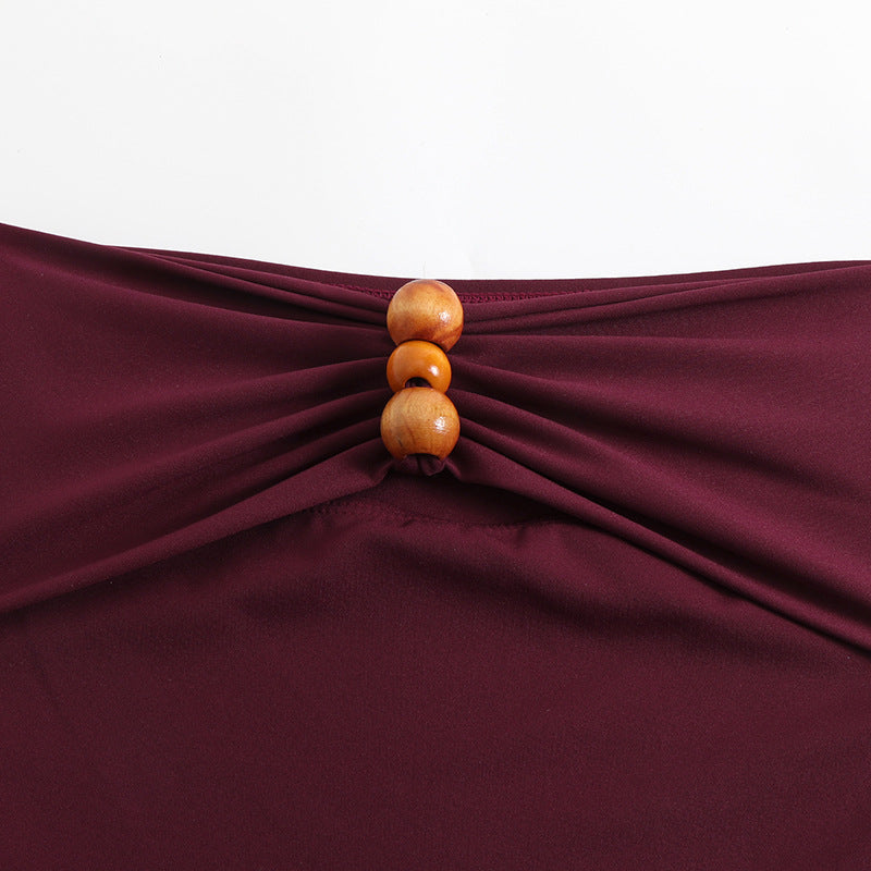 Conjunto de Traje de Baño de Una Pieza con Cuello Hueco Elegante