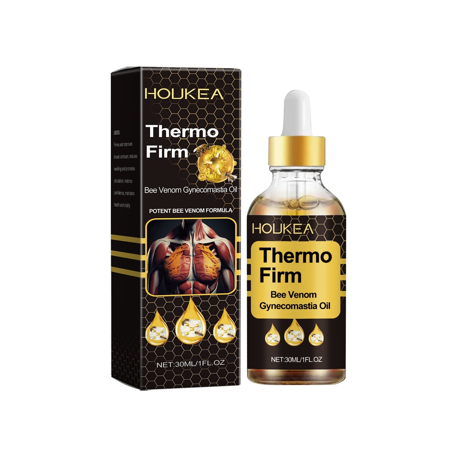 Bee Venom Men's Chest Care Oil Men's Improved Chest Contour Massage Care Essential Oil - Korvel