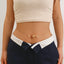 Elegant Zircon Navel Nail Body Chain with Imitation Pearls