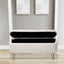 Ivory White Storage Ottoman Bench with Gold Legs