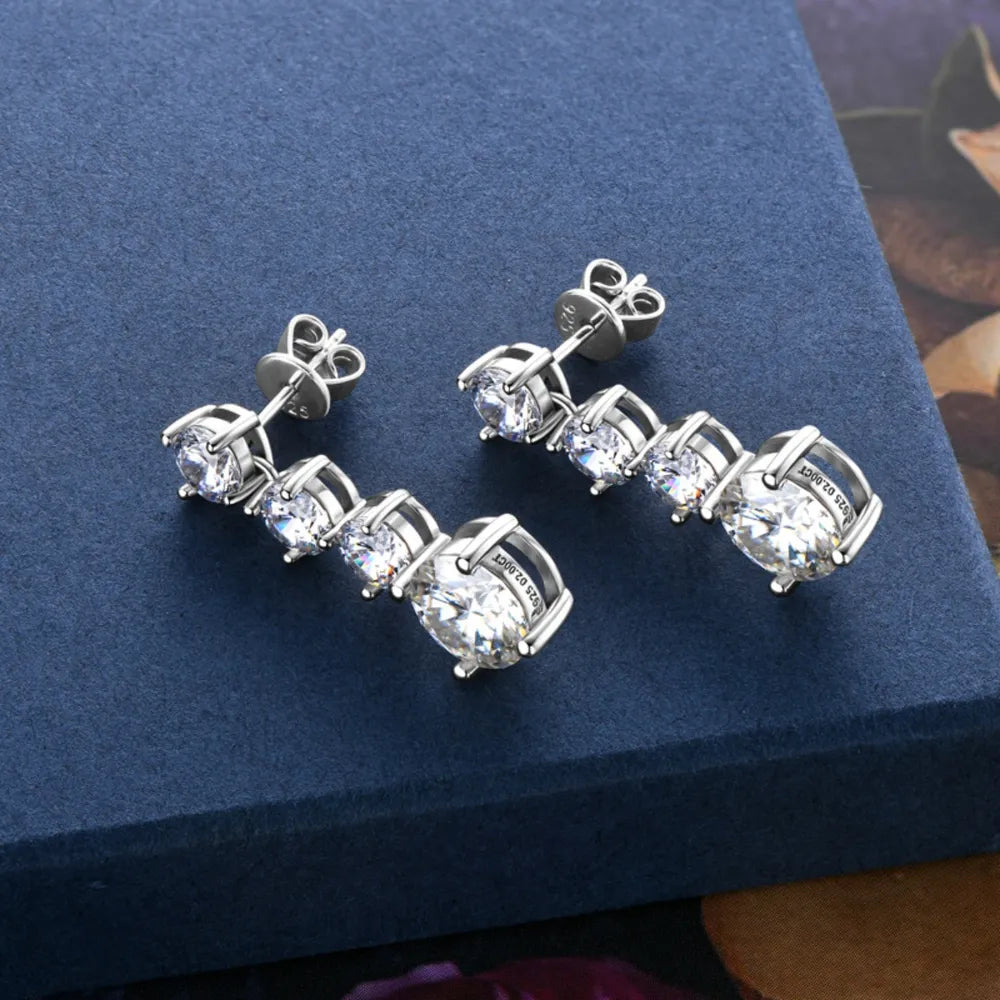 Boucles d'oreilles en argent sterling 925 de 4 carats en moissanite