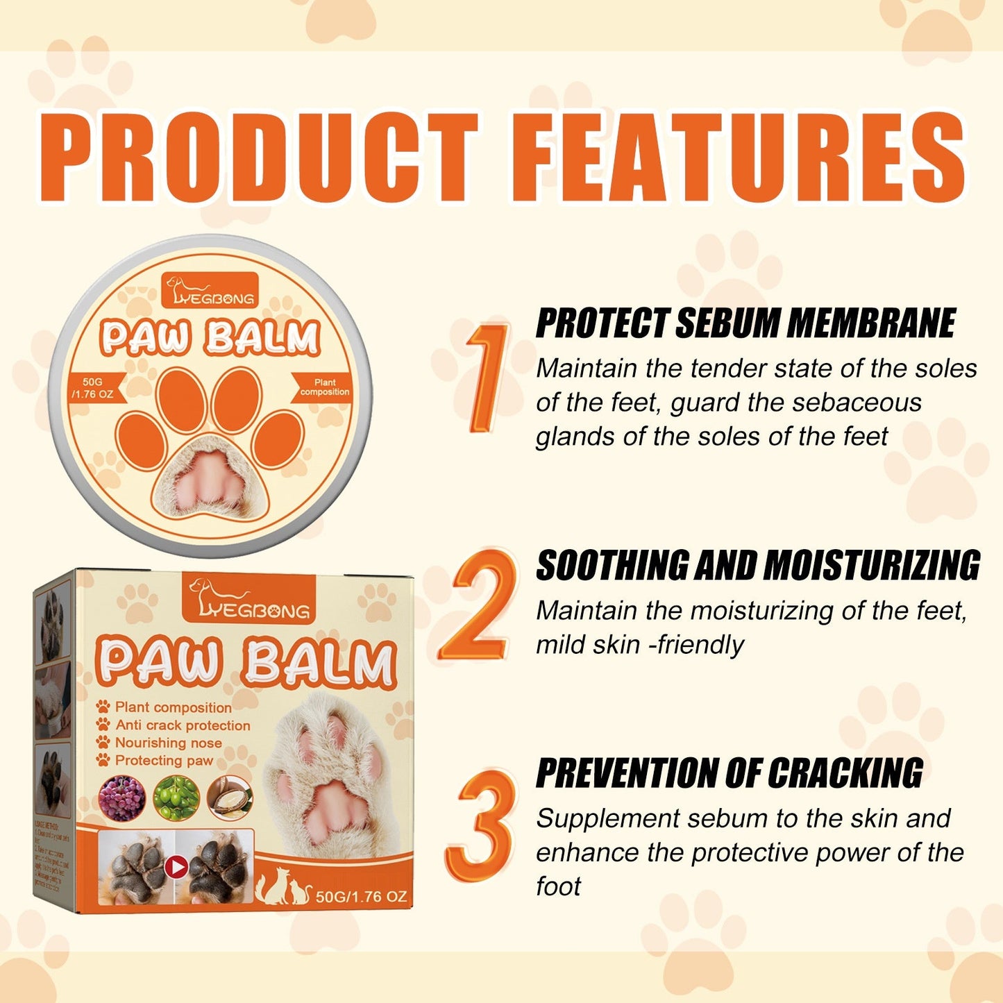 Bálsamo Hidratante Premium para Uñas de Mascotas para Gatos y Perros