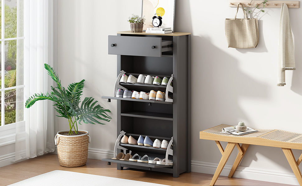 Organizador de Entrada Funcional ONTREND con 2 Cajones Plegables - Gris