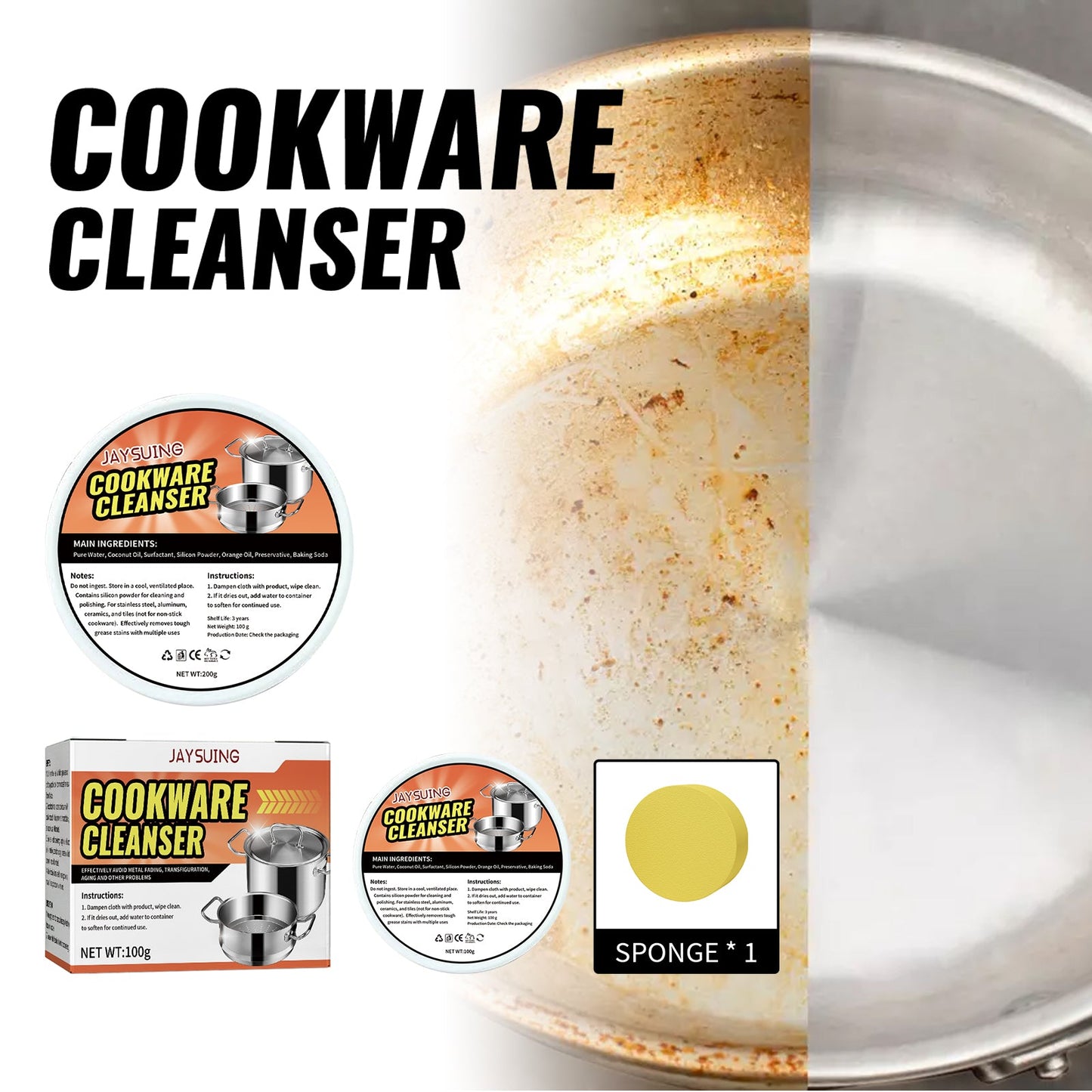 Cookware Cleaner, Kitchen Faucet To Remove Dirt And Water Stains Stainless Steel Rust Cleaning Agent - Korvel