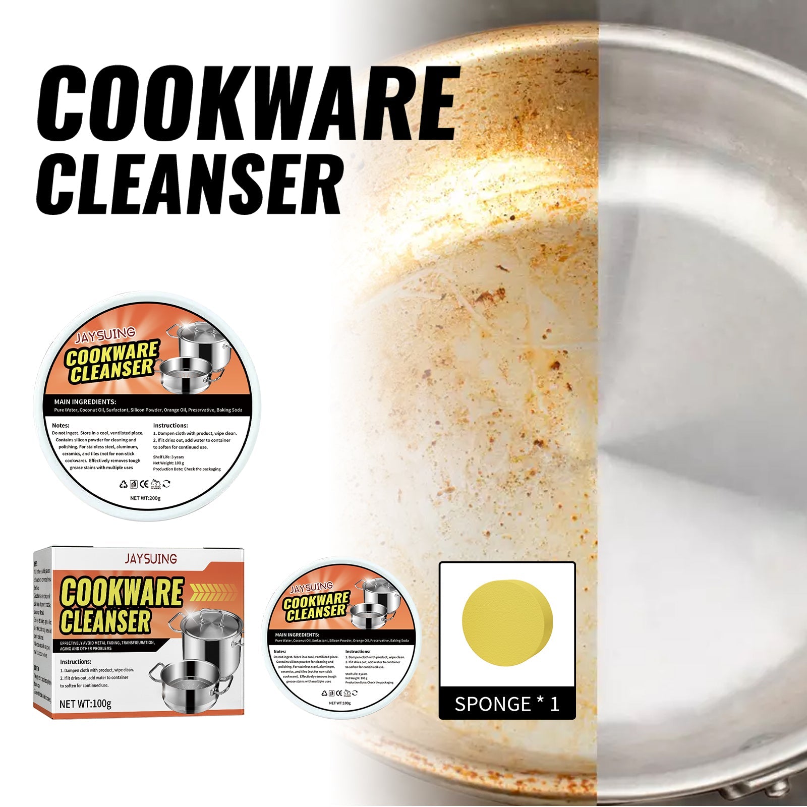 Cookware Cleaner, Kitchen Faucet To Remove Dirt And Water Stains Stainless Steel Rust Cleaning Agent - Korvel
