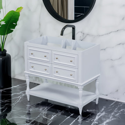 36" Blue Bathroom Vanity Cabinet with 4 Drawers