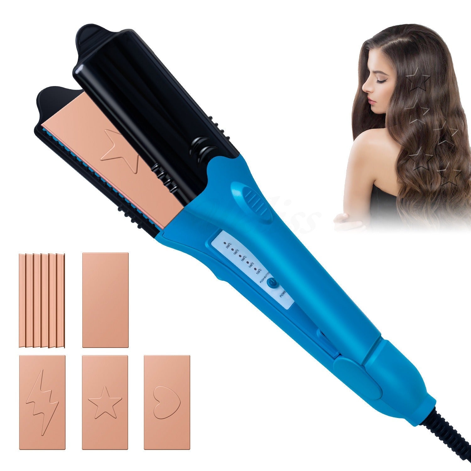 3D hair imprinting  3D Hair Press Iron Hair Straightener Electric Straightening Curling Imprinting 3D Hair Crimper - Korvel