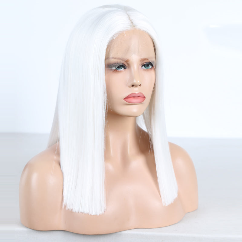 Premium White Synthetic Lace Part Bob Wig with Baby Hair