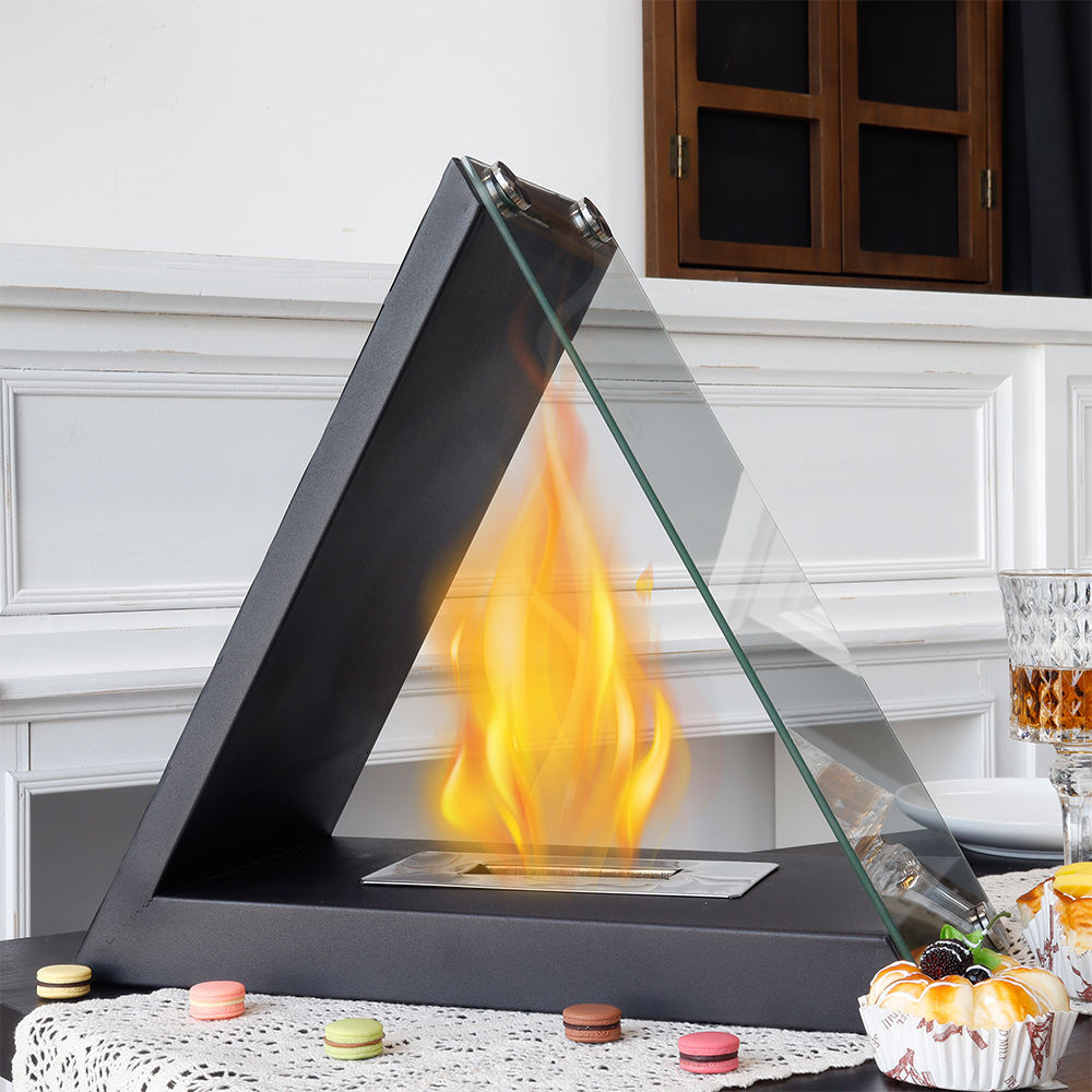 Desktop Triangle Alcohol Burning True Fire Fireplace Portable Viewing Heating Pit Outdoor Portable - Korvel