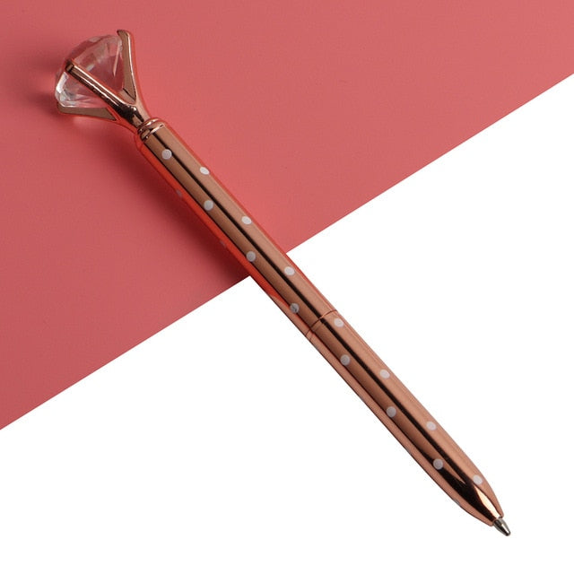 21Color Kawaii Ballpoint Pen Big Gem Metal Ball Pen With Large Diamond Blue And Black Magical Pen Fashion School Office Supplies - Korvel