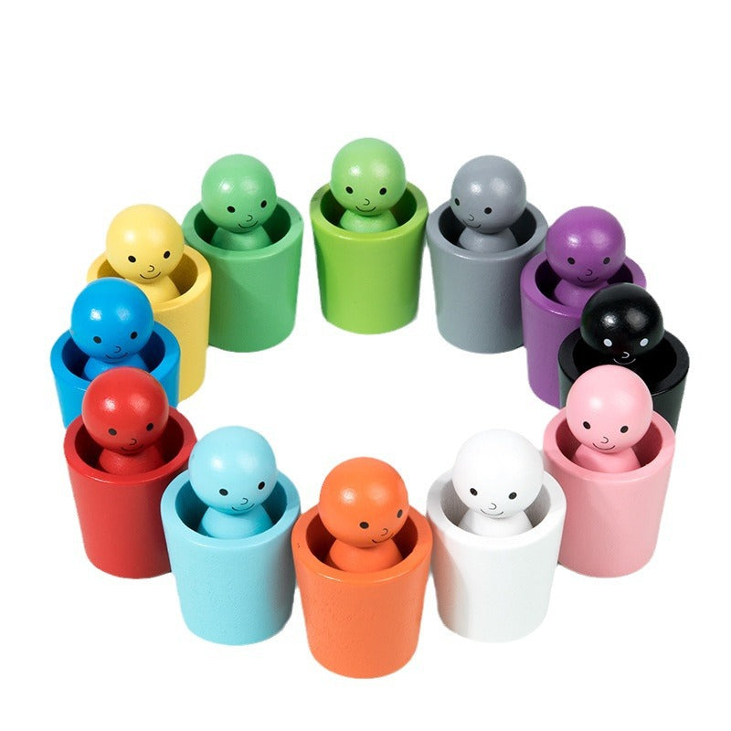 Children's Color Little People Classification Cup Stacking Joy Kindergarten Baby Hand Eye Coordination Training Puzzle Toy - Korvel