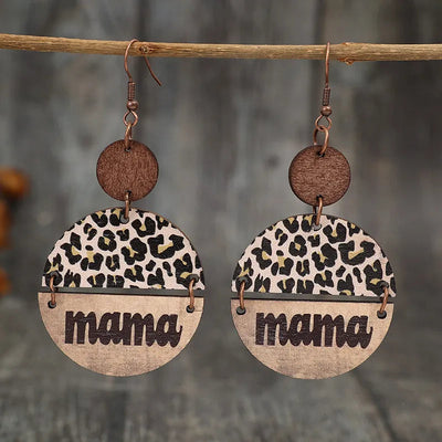 Wooden Leopard Round Shape Earrings - Korvel
