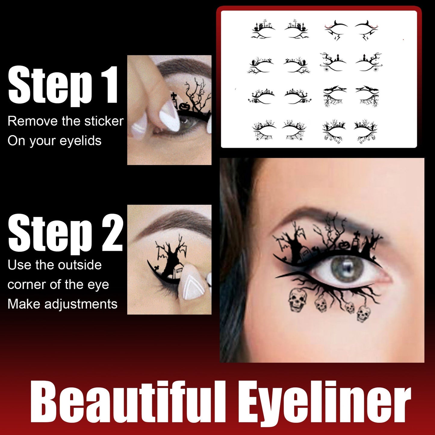 Halloween Eyeliner Stick Scary Fashion Party Makeup Kit Bat Spider Decorative Eyeliner Eyeshadow Stick - Korvel