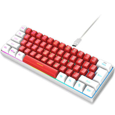 61 key keyboard with split lines, mini minimalist keyboard, compact dual color color RGB luminous film keyboard - Korvel