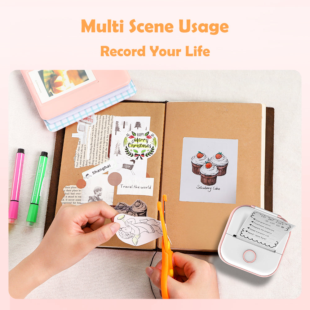 Phomemo Portable Mini Thermal Printer T02 Mini Pocket Label Printer DIY Self-adhesive Sticker Label Machine Various Label Paper - Korvel
