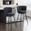 A set of 2 gray rotating bar stools - high backrest, adjustable, with elegant metal backrest decoration - Korvel