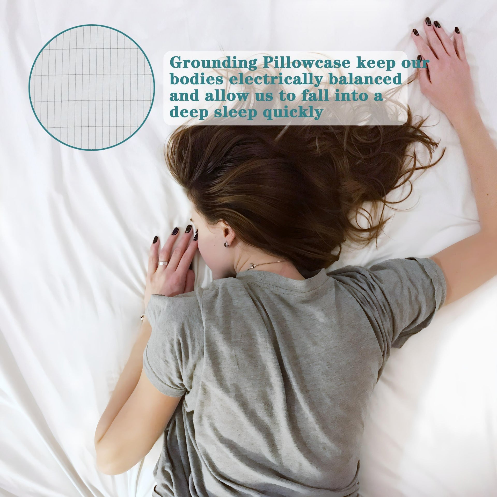 Earthing Ground Pillow Case For Health & EMF Protection Improves Sleep Conductive Silver Fiber Cotton Pillowcase - Korvel