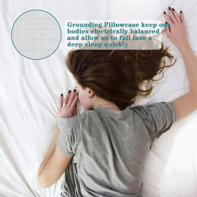 Earthing Ground Pillow Case For Health & EMF Protection Improves Sleep Conductive Silver Fiber Cotton Pillowcase - Korvel